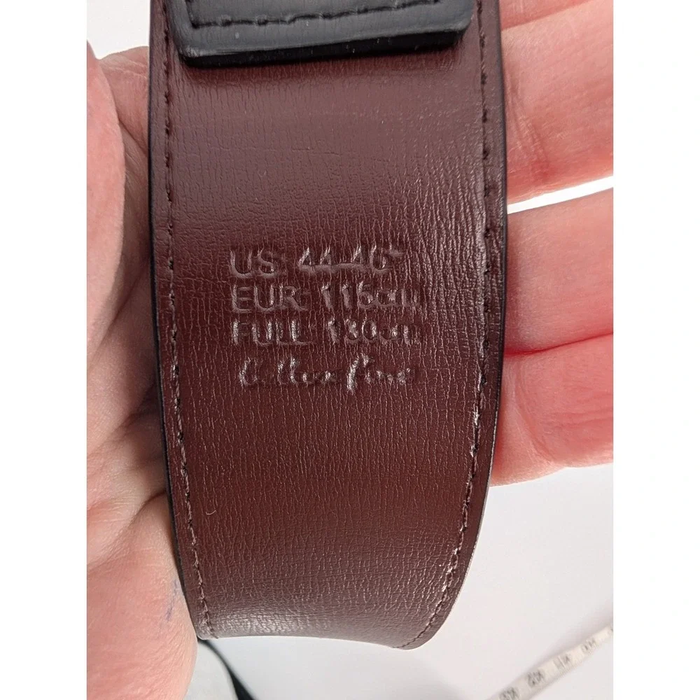 Mens Black Smooth Leather Workwear Utility Dress Belt Wide Matte Buckle 44-46‎
